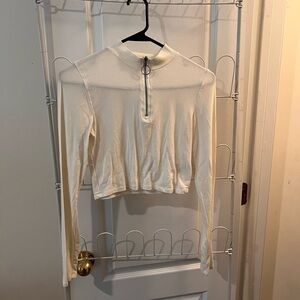 Heart Hips Cream Long Sleeve Crop Top